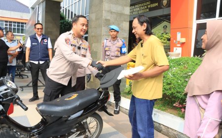 Polres Gresik Kembalikan Barang Bukti kepada Pemilik Sah Tanpa Pungutan